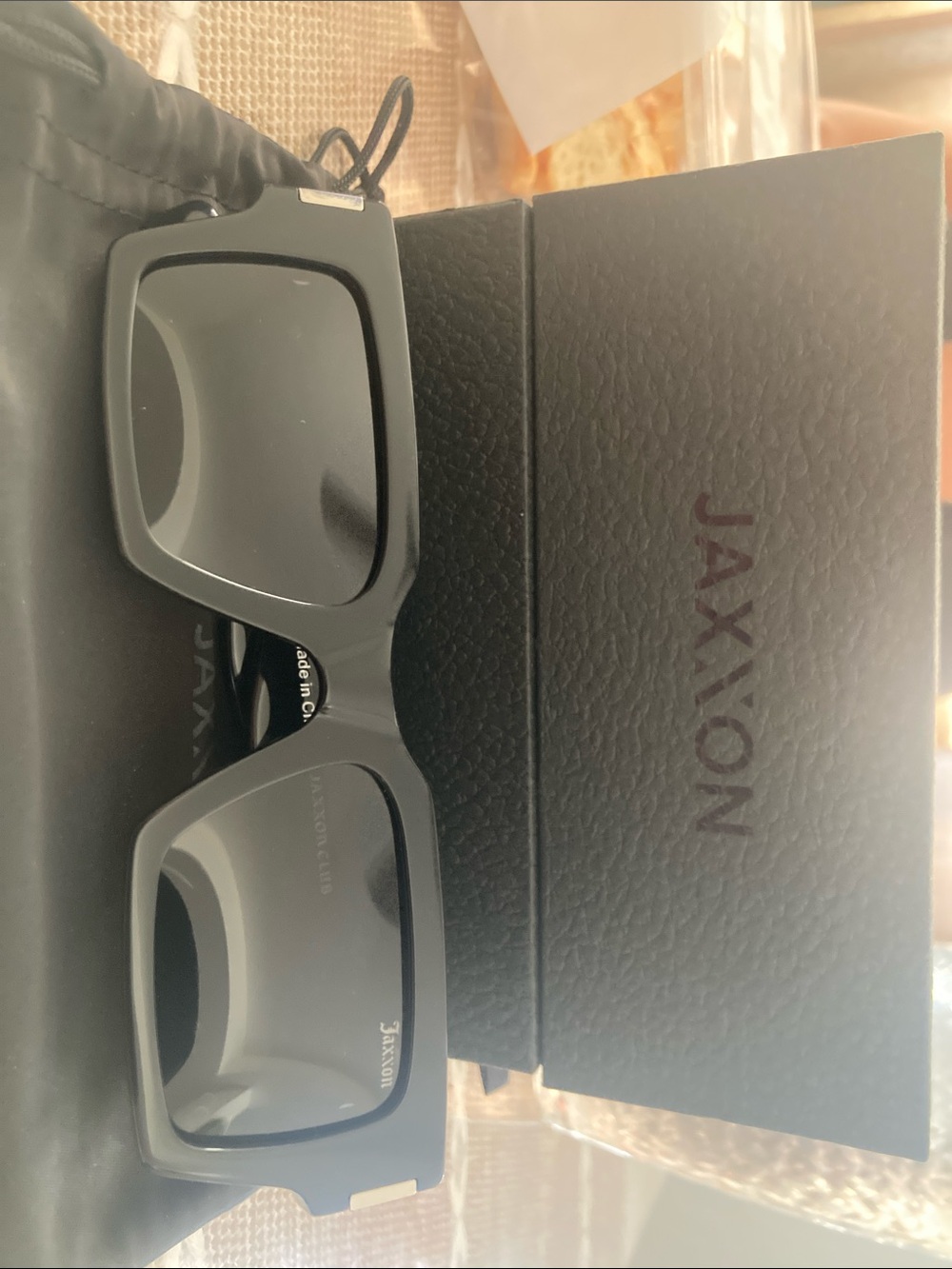Jaxivon Men's Matte Black Rectangular Sunglasses